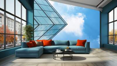 architecture of geometry at glass window. Wall mural