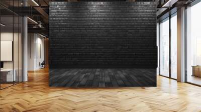 clean black empty brick wall Wall mural