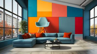 colorful wall with chair Wall mural