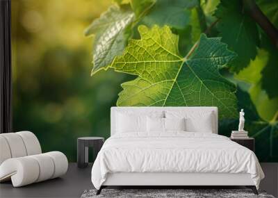 green grape leaf in the morning Wall mural