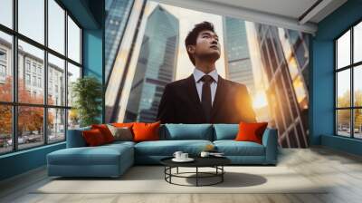 rich chinese business young man. Wall mural