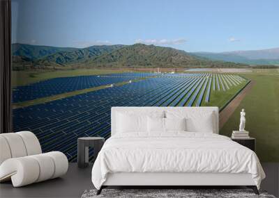 The technological innovations in the field of ecology. A solar panels reduce electricity consumption. Wall mural