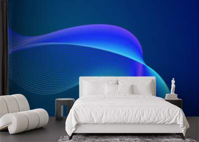 Abstract blue wave curve lines banner background design. Vector illustration. Modern template abstract design flowing particles wave, dynamic motion curve lines. Wall mural