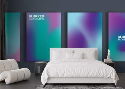 Blurred backgrounds set with modern abstract blurred color gradient patterns. Smooth templates collection for brochures, posters, banners, flyers and cards. Vector illustration. Wall mural