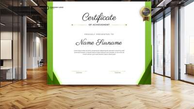 Bright Green professional diploma certificate template in premium style. vector illustration Wall mural