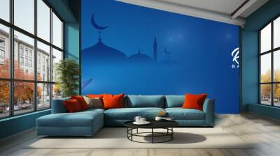 islamic ramadan kareem banner background with crescent pattern moon star mosque lantern. vector illu Wall mural