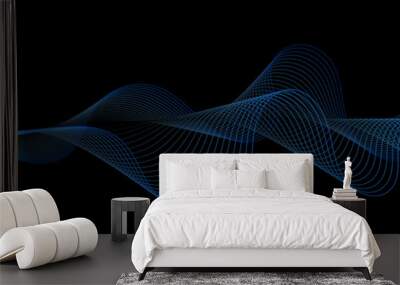 Sound wave line curve on black background. Element for theme technology futuristic vector Wall mural