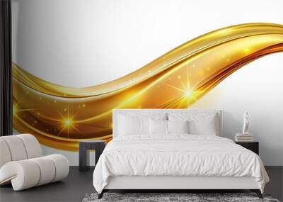 luxurious gold wave detail on a bright white background Wall mural