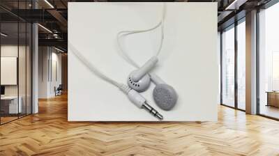 white headphones on white background Wall mural