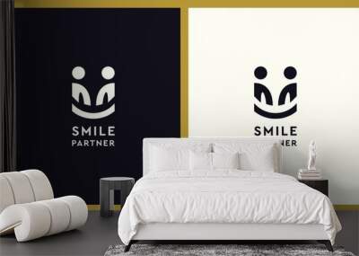 Abstract Smile Partner Logo Design. Unique Illustration Editable. Creative Vector based Icon Template. Wall mural