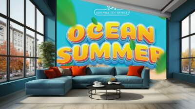 Ocean summer editable text template Wall mural