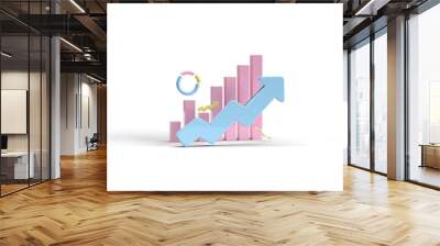  3d render. Movement chart. infographics. Income growth and successful business. Performance indicators Wall mural