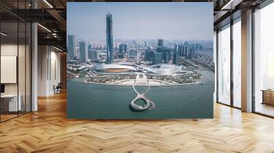 Aerial photography of Taihu New City skyline in Suzhou Bay Wall mural