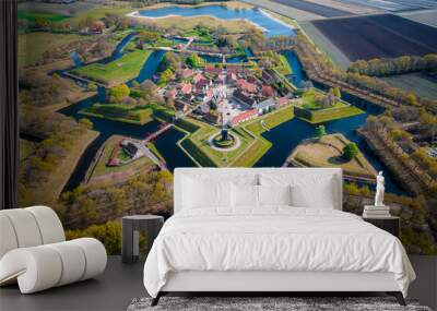 Aerial view of Bourtange Castle in the Netherlands Wall mural