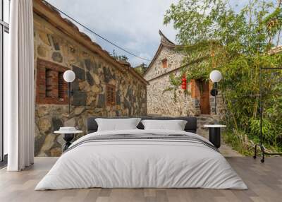 Exterior view of traditional ancient Chinese village, with old architecture courtyard in rural areas Wall mural