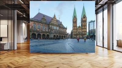 Landscapes of Bremen market square, front view of St. Petri Dom Bremen Wall mural