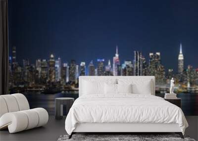 Panoramic view of the night in Manhattan, cityscapes of New York, USA Wall mural