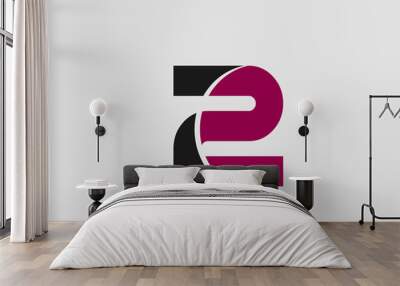 vector sign logo number 2 Wall mural