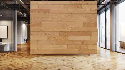 Background texture of light brown wood flooring, parquet floor, laminate floor in horizontal pattern. Wall mural