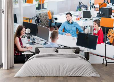 startup business people group working everyday job at modern office Wall mural