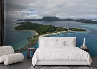 Aerial view on Bora Bora Wall mural