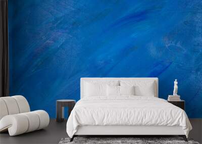 Natural wooden background blue painted. Wall mural