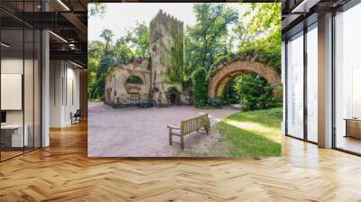 Romantic park in Arkadia village, Poland. Wall mural