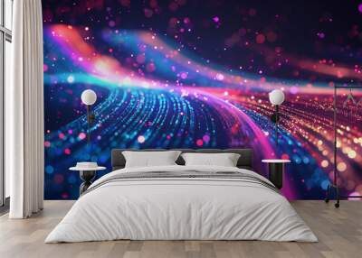 Light trails with particles background image. Communication or data. traffic Wall mural