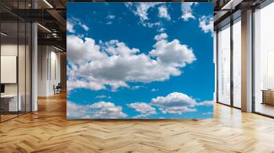 Partly cloudy bright sky. Carbon net zero concept photo Wall mural