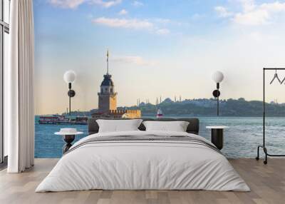 Visit istanbul background photo. Kiz Kulesi aka Maiden's Tower at sunset Wall mural