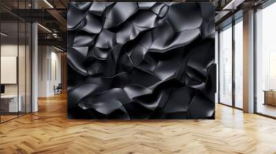 Abstract dark crumpled paper or plastic texture background Wall mural