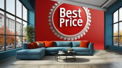 Best price badge or label on red background, signaling discount, bargain or special offer Wall mural