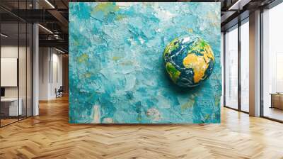 Colorful painted globe representing planet Earth on abstract textured background Wall mural