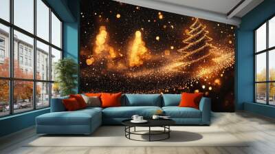 Sparkling Christmas tree with magical lighting effect Wall mural