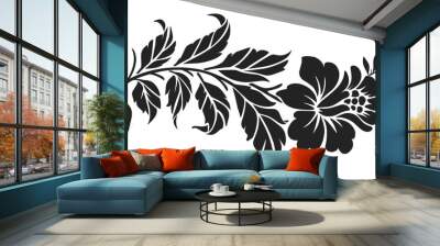 black and white silhouette of flowers stencil vector design Wall mural