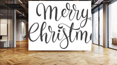 Merry christmas hand lettering calligraphy isolated on white background. Vector holiday illustration element. Merry Christmas script calligraphy Wall mural