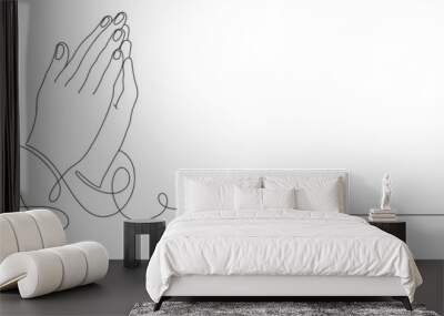 Praying hand line art vector illustration Wall mural