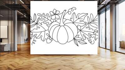 Pumpkin autumn line art style vector illustration Wall mural