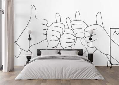 Thumb up line art vector illustration Wall mural