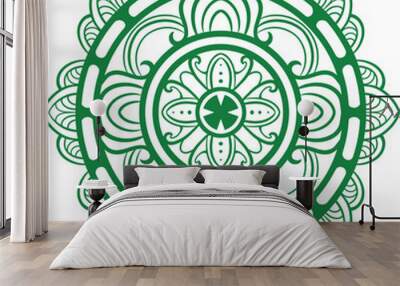 carved classic style circle ornament design, editable color Wall mural