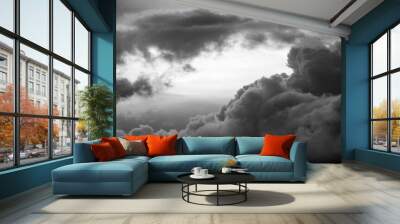 Grayscale aerial of clouds in the sky Wall mural