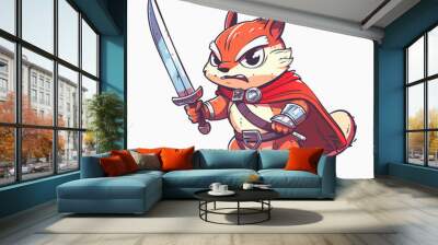 Chipmunk Warrior holding sword. Chipmunk knight cartoon character Wall mural