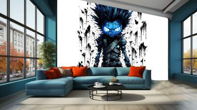 Stone monster game character image. Chibi abstract Monster in anime style. Wall mural