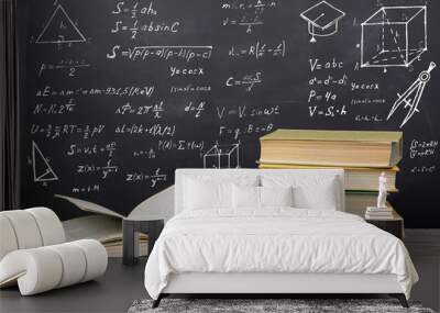 Education concept - books on the desk in the auditorium Wall mural