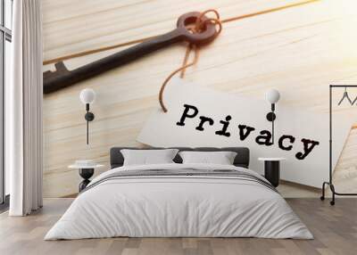 privacy concept - little house and key with inscription on the wooden desk Wall mural