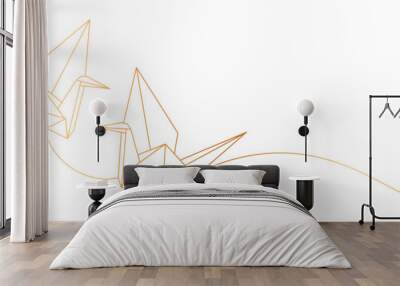 Crane origami line art vector illustration Wall mural