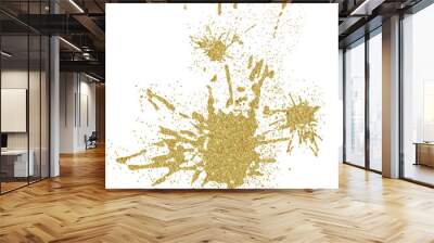 Gold ink blots on white Wall mural