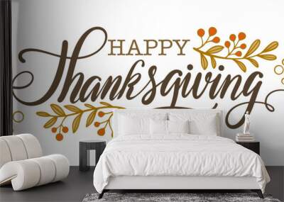 happy thanksgiving lettering calligraphy text brush vector Eps Wall mural