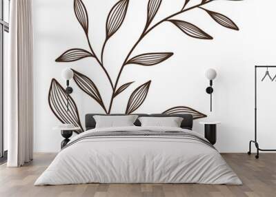 Leaves line art Wall mural