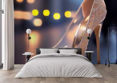 Shiny clear intricate high heel shoe Wall mural